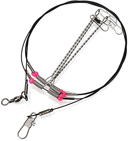 10Pcs Filo da pesca Fili per lenza da pesca, Filo per traccia in acciaio inossidabile Filo da pesca con moschettone e girevole