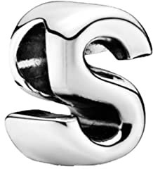 GHMIOU Buchstaben Charms 925 Sterling Silber Alphabet Charm Anhänger für Europäischen Armband Halskette (S)