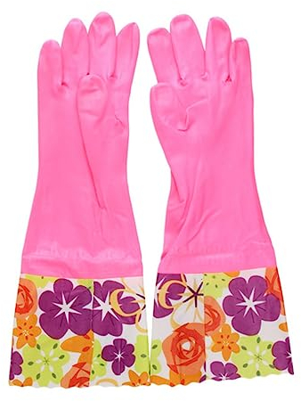 Lurrose 1 Paar Latex-spülhandschuhe Silikon-waschhandschuhe Reinigungshandschuhe Aus Gummi Fäustling Geschirrspülhandschuhe Handwärmer Der Überhandschuh Mit Vlies Handschuhe Waschen Arbeit