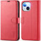 TUCCH Wallet Case for iPhone 15 (6.1) 2023, Protective Magnetic PU Leather Stand Folding Case with [RFID Blocking]Credit Card Slots, Shockproof TPU, Kickstand Flip Cover Compatible with iPhone15, Red