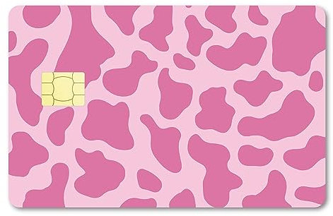 CREATCABIN Pinker Karten-Skin-Aufkleber,Leopard,Debit-Kreditkarten-Skins,Abdeckung,Kuh,Personalisierend,Bankkarten-Schutz,Abnehmbare Folie,Wasserdicht,Für Den Transport,Schlüsselkarte,186.3x137.3mm