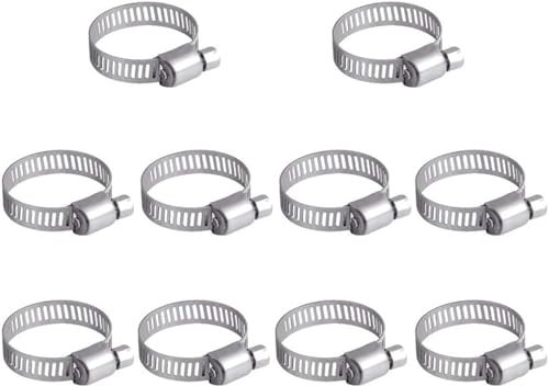 10 Piezas Clips de Manguera 16-25 mm Clips de Jubileo Ajustables 304 Abrazaderas de Manguera de Acero Inoxidable Tuberías de Manguera de Lápidas Clamps
