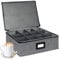 VERONLY Cup and Mug Storage Box with Dividers, China Storage Containers Holds 12 Coffee Mugs and Tea Cups with Lid and Handles, Hard Top, Sides and Stackable for Moving & Packing (Dark Grey)