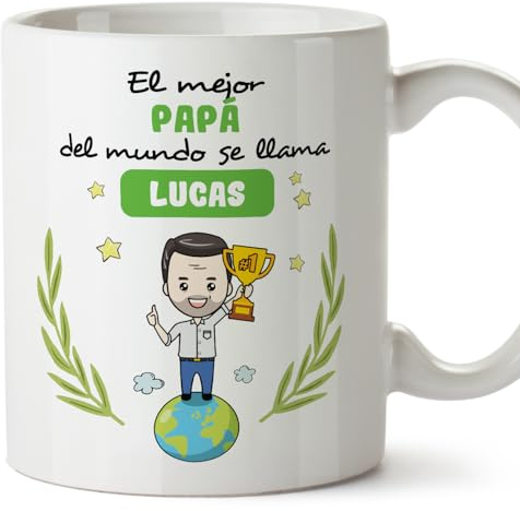 MUGFFINS Tazas Personalizadas para PADRE/PAPÁ - En Español - Eres Mejor del Mundo - 11 oz / 330 ml - Regalo personalizable original y divertido