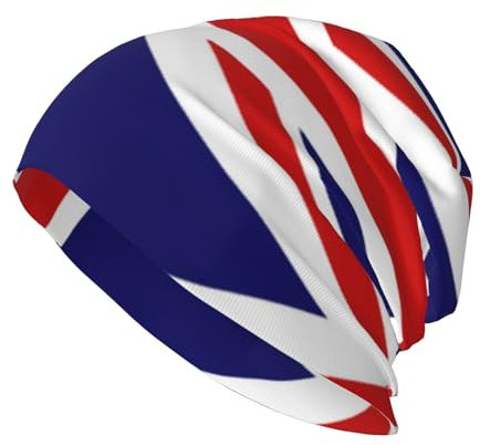 UK Flag Beanie Knit Hat for Men and Women,Print Warm Comfortable Breathable Soft Beanie for Outdoor Black
