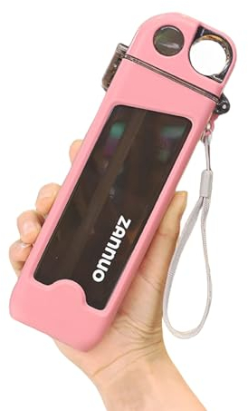 ANMEISH Sports Water Bottle 350ML,Leakproof Square Water Bottles with Straw, BPA Free Plastic Portable Drinks Bottle, Sturdy and Durable Flat Water Bottle for Sports, Fitness, Gym, Cycling (Pink)