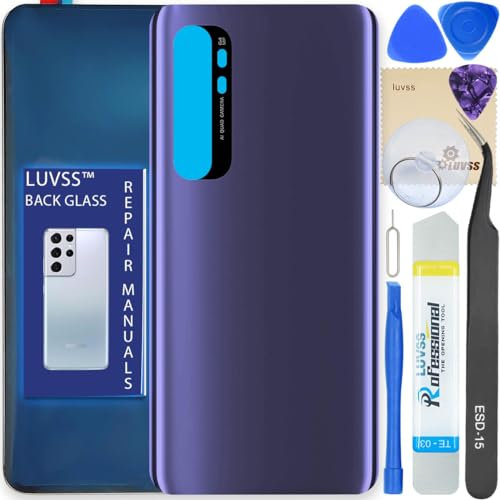 LUVSS Tapa Trasera Vidrio para Xiaomi Mi Note 10 Lite Cubre Bateria Reemplazo Kit de Reparación (Morado)