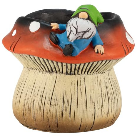 Castell Deco - Maceteros Decorativos Interior Maceta Decorativa Exterior Plantas Flores suculentas jardín o terraza Cactus macetero Pintado Grande o pequeña hogar. Duendes. (Duende E)