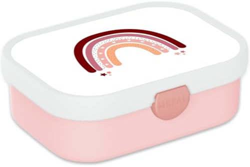 Mepal Brotdose für Kinder - Bento Lunchbox - Regenbogen - Jausenbox mit Bento-Fach & Gabel - Meal Prep Box Clip-Verschluss - BPA-frei & Spülmaschinenfest - 750 ml - Hellrosa