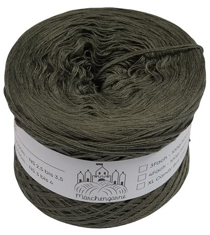 Bobbel einfarbig 200g - 760m 4 fädig Bobbel Wolle Farbverlaufsgarn handstrickgarn stricken häkeln (Khaki)