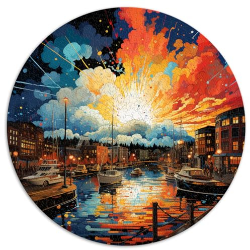 Puzzles Geschenk Oslo Hafen bunt 1000 Teile Puzzle 26,5x26,5 Zoll Lernpuzzle Stressabbau Staycation Zeit totschlagen