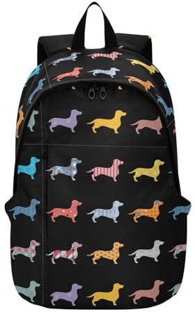 Mnsruu Large Travel Backpack 19 Rucksack Puppy Pug Dog Animal Dachshund Laptop Backpack Business Work Bag College Computer School Bag,Water-Resistant & Lightweight Daypack