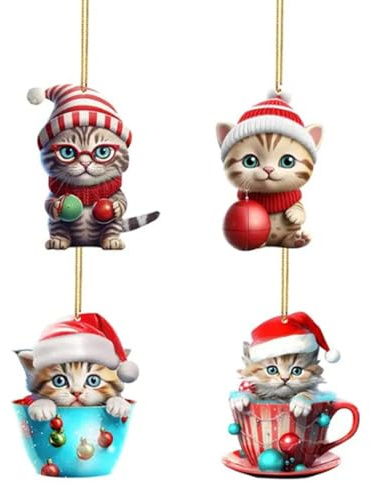Decorazioni Natalizie per Gatti, Decorazioni Natalizie per Gatti - Graziose Decorazioni per L'albero Di Natale, Animali, Piccoli Ornamenti Natalizi, Decorazioni per L'albero Di Natale per Telai Di Fin