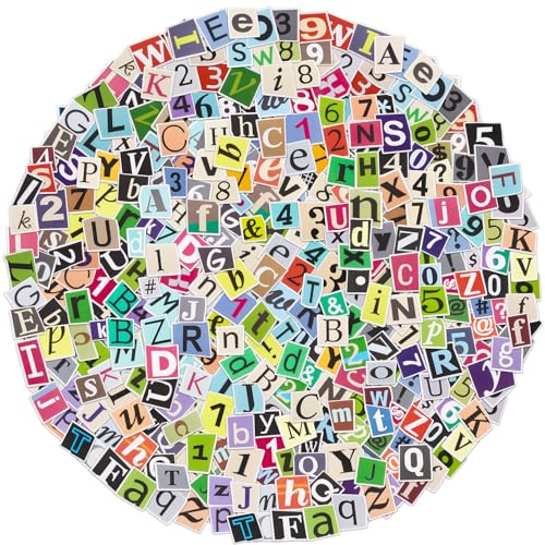 400Pcs Letter Number Stickers, Self Adhesive Alphabet Number Sticker Waterproof for DIY Scrapbook, Sign, Mailboxes, Travel Case, Notebook, Laptop, Crafts and Decoration
