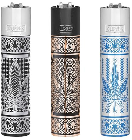 Clipper Metal Flint Lighter, Refillable, with Free Tin Box Gift Set, Pack of 1 (GOOG GRASS)