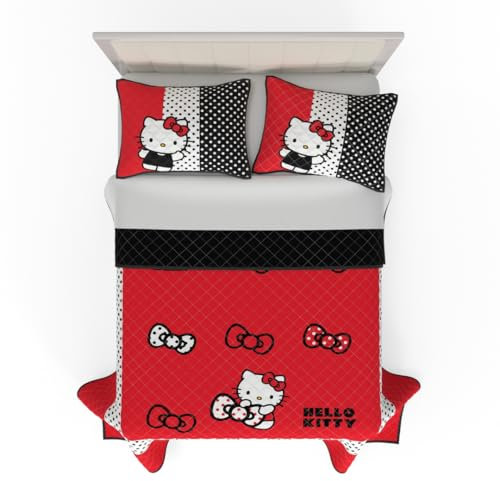 Franco Sanrio Hello Kitty Kinder-Bettwäsche-Set, superweich, gemütlich, 3-teiliges Bettwäsche-Set für Doppelbetten, offizielles Lizenzprodukt