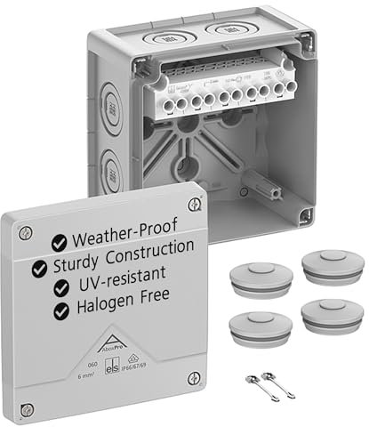 Spelsberg Abox Pro 060 AB-6² - IP66/IP67/IP69 Junction Box w/Cable Connectors Accessories - Electrical Enclosure w/External Fastening, Raised Screw Terminals - Rated 690V Industrial & Outdoor (Grey)