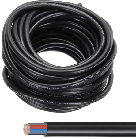 QUARKZMAN 33FT 20AWG 8 Conductor Cavo elettrico 20/8 in rame stagnato ad alta flessibilità 20 gauge cavo elettrico per barche cablaggio casa, sistemi di allarme, luci portatili