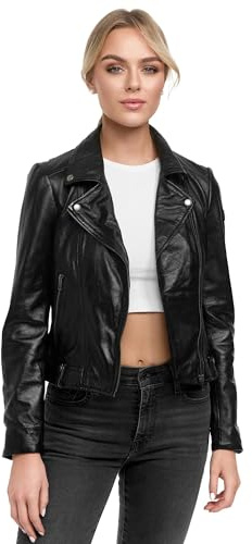 Tazzio Lederjacke Damen Echtleder Jacke mit coolen Zipper-Details & Reverskragen F509