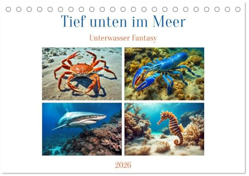 Tief unten im Meer Unterwasser Fantasy (Tischkalender 2026 DIN A5 quer), CALVENDO Monatskalender: Die Bilder versprechen eine faszinierende Fantasiereise in die Unterwasserwelt. (CALVENDO Tiere)