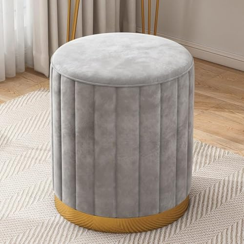 GXLBDK Zylindrischer Samthocker Mit Stauraum, Modernes Design, Kompakter Ottomane, Fußhocker Mit Aufbewahrungsbox, Hohe Tragkraft,Grau,Non Storage