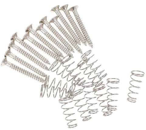 Abaodam Gitarrenschraubensatz mit Feder für E-gitarren Pickups aus Metall Silberfarben Leicht und Komfortabel Zubehör für Elektrischen Bass und Gitarre