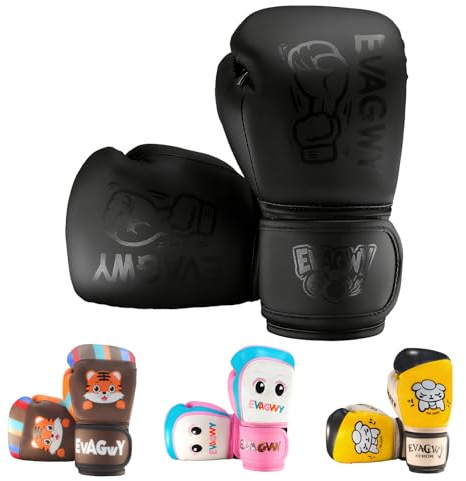 Kids Boxing Gloves for Boys & Girls, Youth Training Sparring Gloves for 3-15 Years, Toddler Punching Bag Gloves for Kickboxing, Muay Thai, MMA, Karate (Black 6oz)