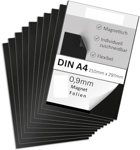 Strong Magnets Neodym Magnetfolie - DIN A4-0,9mm - Extra stark - dezent, praktisch & flexibel zuschneidbar - 1 Stück - Raw Brown