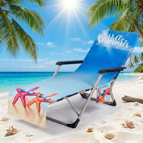 Chingcoo Schonbezug für Gartenliege - Sonnenliege Auflage aus Mikrofaser Frottee mit 2 Taschen - rutschfest Schnelltrocknend Strandtuch Liege für Garten Strand Pool Hotel - 210x73cm