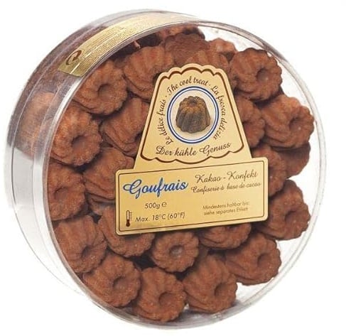Goufrais Schokolade Kakao-Konfekt feinste Gugelhupf Pralinen - Rundbox 500 g