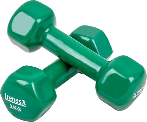 TRENAS Kurzhanteln | 2er Set | Hantelset | je 2 kg | Hanteln für Frauen und Männer | Fitness und Krafttraining zuhause und im Fitnessstudio | 2X 2 kg | Hexagon