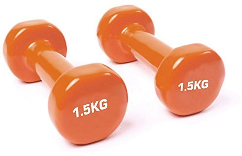 TNP Accessories Cast Iron Vinyl Lifting Dumbbell Training Set of Hand Weights Home Gym Exercise Pilates for Men or Women (Orange, 1.5kg (Pair))