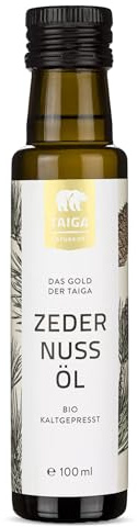 TAIGA Naturkost Sibirisches Zedernuss-Öl Bio, Kaltgepresst - hochwertiges, traditionelles russisches Öl mit gesunden Fetten – 100 ml