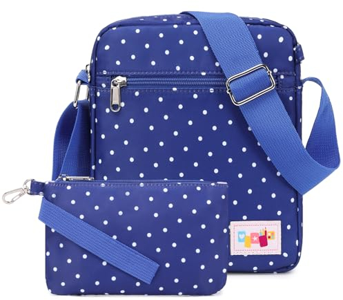 Casual Canvas Schultertasche +Geldbeutel/Mäppchen für Mädchen Jungen & Kinder Jugendliche (Dunkelblau)