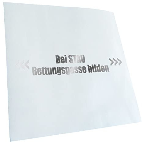 Kiwistar - Autoaufkleber - Chrom - 20x4cm Bei Stau Rettungsgasse bilden - Heckscheibe Auto Aufkleber wetterfest für Kfz LKW Mofa Truck - Sticker außen selbstklebend Tuning Zubehör für Fenster