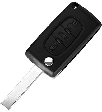 Carcasa Llave para Peugeot 207 307 308 407 308SW 207CC 308CC 307CC RCZ Citroen C3 Picasso C5 | CE0536 | 3 Botones | Hoja con Ranura | Mando Distancia con Ranura para Pilas