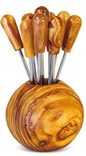 Arte wood srl open cloth: fork holder in olive wood ball shape or boot cm 12x8,ball