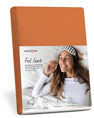 HANSE PRO Spann-Betttuch 180x200-200x220 cm I Spann-Bettlaken I Laken I für Boxspring-Betten und Wasserbetten I Steghöhe bis 30 cm I Premium-Qualität I Farbe Zimt