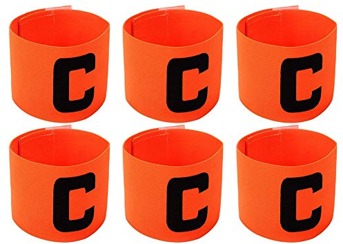 Onwon 6 Pieces Elastic Soccer Captain Armband Adjustable Football Basketball Player Bands for Adult Youth (Orange)