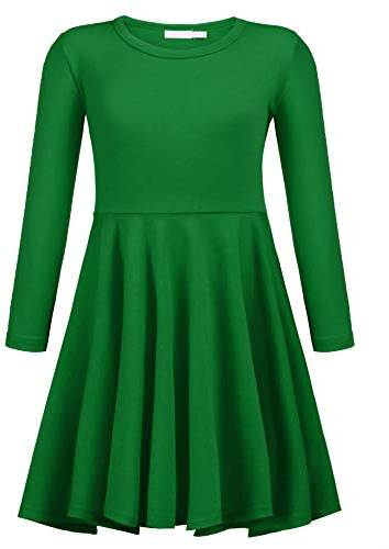 trudge Robes pour Filles Robe à Carreaux en Coton à Manches Longues Robe T-Shirt d'automne Et d'hiver Robe Trapèze Loisirs Robe pour Enfants Robe en Jersey 3-13 Ans