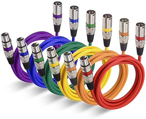 EBXYA XLR Cable Microphone Cable 2M 6Packs Male to Female Balanced XLR Microphone Lead Coloured DMX Patch Cables