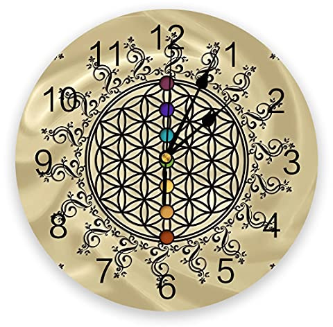 Wanduhren Blume des Lebens Yoga Zen Wanduhr Home Decor Schlafzimmer Silent Clock Watch Wand für Küche Wohnzimmer Wand Digitale Uhr Ostern Tag Geschenk Freunde Geschenk Uhren
