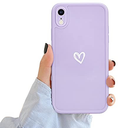 Newseego Compatibile per iPhone XR Custodia, Carino Heart iPhone XR Custodia Morbido TPU iPhone XR Cover per Ragazze Donne Protettivo Custodia in Antiurto Sottile iPhone XR- Viola