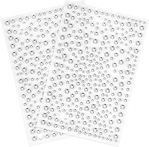 PHINGEER Rhinestone Sticker, 2 Sheets Self-Adhesive Acrylic Crystal Gems Stickers, Round Diamante Gems for Nail Art Phone Decorations DIY Crafts Makeup Festival, 330 Pcs
