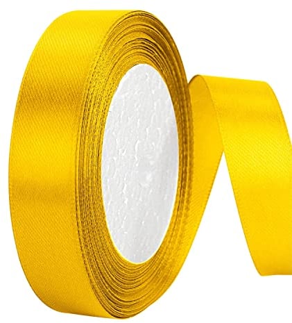 OWill Gelbes Satinband, doppelseitig, Polyester, 20 mm x 22 m, Geschenkverpackungsband für Kuchendekoration, DIY-Nähprojekte, Party-Ballons und Haarschleifen, Dekoration