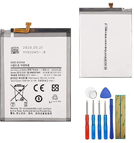 E-yiiviil Ersatzakku EB-BM207ABY Kompatibel mit Samsung Galaxy M30S M3070 M21 M31 M215 SM- M3070 with Tools
