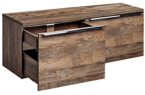 Lomadox Badmöbel Waschtisch Waschbecken-Unterschrank Set 120cm, Vintage Oak Eiche, 2 Softclose-Auszüge, B/H/T 120,4/48,5/46 cm