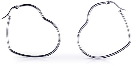 Zavana Herz Creolen Ohrringe für Damen und Mädchen, Silber oder Gold Large Reifen-Ohrringe, Ungewöhnliche herzförmige Creolen, Schmuck Geschenke für Frauen mit Schmuckbeutel