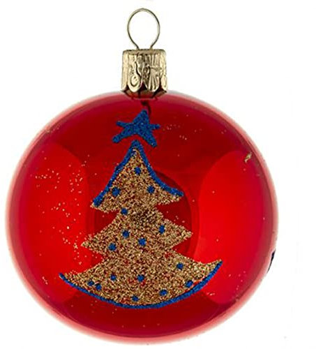 Set 6 sfere ornamentali (Ø 7cm) in vetro soffiato e decorato a mano per albero di Natale