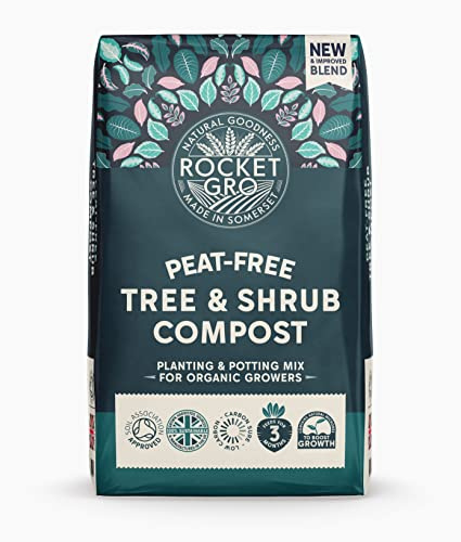 RocketGro - Tree & Shrub Compost Peat-Free Superior Blend - 40L - Organic Bio-Active and N:P:K Rich Blend for Planting Trees, Shrubs, and Hedges